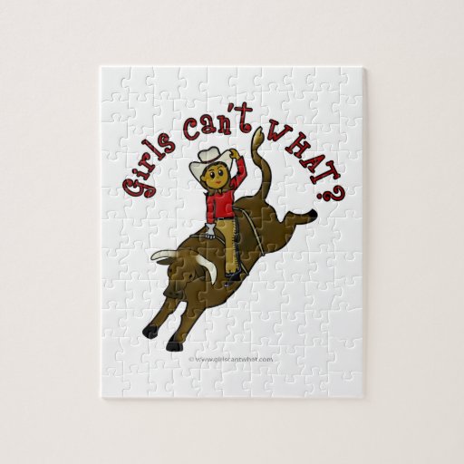 Dark Girl Bull Rider Jigsaw Puzzles
