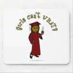 Dark Girl Graduate in Red Cap and Gown Mousepad