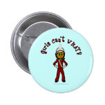Dark Girl in Red Marching Band Uniform Button