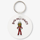 Dark Girl in Red Marching Band Uniform Keychains
