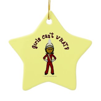 Dark Girl in Red Marching Band Uniform Christmas Ornament
