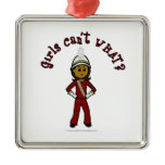 Dark Girl in Red Marching Band Uniform Christmas Tree Ornament