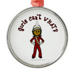 Dark Girl in Red Marching Band Uniform Ornament