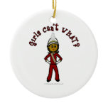 Dark Girl in Red Marching Band Uniform Ornaments