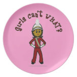 Dark Girl in Red Marching Band Uniform Party Plates