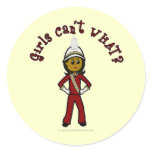 Dark Girl in Red Marching Band Uniform Round Stickers