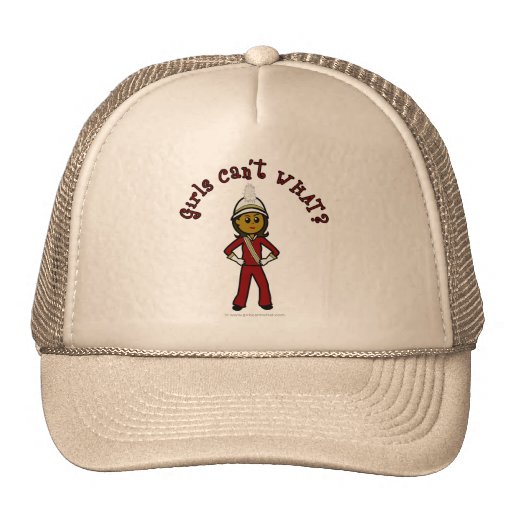 Dark Girl in Red Marching Band Uniform Trucker Hat