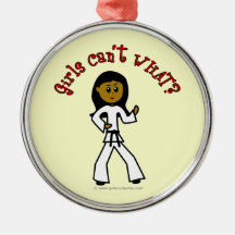 Dark Girl Martial Artist Christmas Ornaments