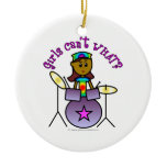 Dark Girl Playing Drums Christmas Ornaments