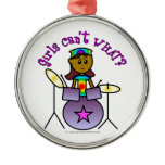 Dark Girl Playing Drums Christmas Ornaments