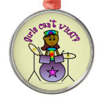 Dark Girl Playing Drums Christmas Ornaments