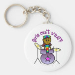 Dark Girl Playing Drums Keychain