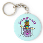 Dark Girl Playing Drums Keychains