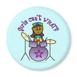 Dark Girl Playing Drums Magnet