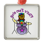 Dark Girl Playing Drums Ornament