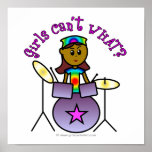Dark Girl Playing Drums Posters