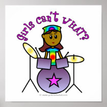 Dark Girl Playing Drums posters