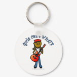 Dark Girl Playing Guitar Keychains