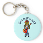 Dark Girl Playing Guitar Keychains