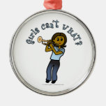 Dark Girl Playing Trumpet Christmas Ornaments