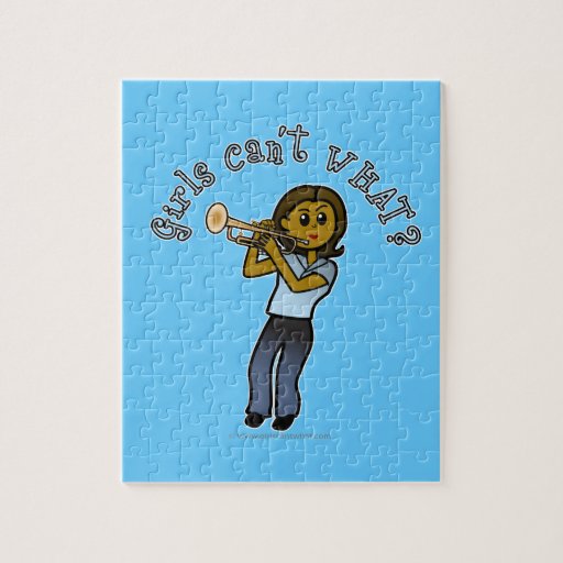 Dark Girl Playing Trumpet Jigsaw Puzzles