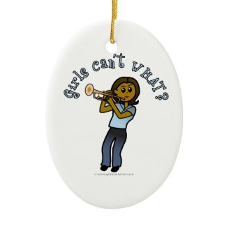 Dark Girl Playing Trumpet Christmas Tree Ornaments