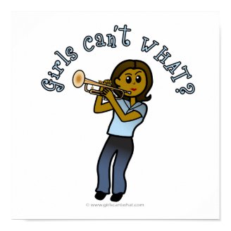 Dark Girl Playing Trumpet Print