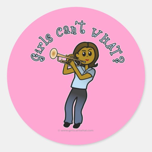 Dark Girl Playing Trumpet Round Sticker