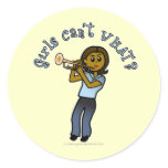 Dark Girl Playing Trumpet Round Stickers