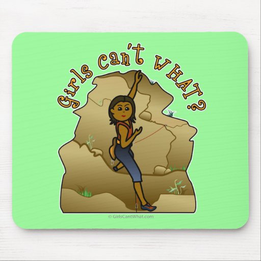 Dark Girl Rock Climber Mousepads