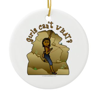 Dark Girl Rock Climber Ornament