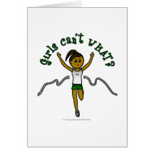 Dark Girl Runner in Green Uniform Greeting Cards
