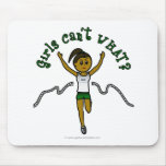 Dark Girl Runner in Green Uniform Mousepads