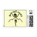 Dark Girl Runner in Green Uniform Stamps