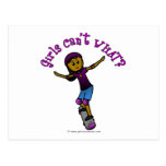 Dark Girl Skater with Helmet Post Cards