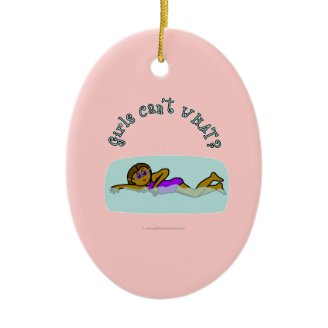 Dark Girl Swimming Christmas Ornament