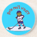 Dark Girls Hockey Player Beverage Coaster