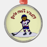 Dark Girls Hockey Player Christmas Ornament