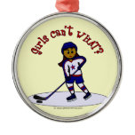 Dark Girls Hockey Player Christmas Ornament