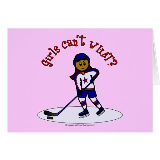 Dark Girls Hockey Player Greeting Cards