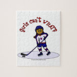Dark Girls Hockey Player Jigsaw Puzzles