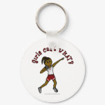 Dark Girls Shot Put in Red Uniform Keychains