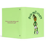 Dark Girls Soccer in Green Uniform 3 Ring Binder