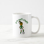 Dark Girls Soccer in Green Uniform Coffee Mug