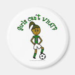 Dark Girls Soccer in Green Uniform Fridge Magnets