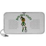 Dark Girls Soccer in Green Uniform iPhone Speakers