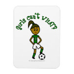 Dark Girls Soccer in Green Uniform Rectangle Magnet