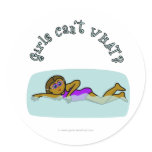 Dark Girls Swimming Round Stickers