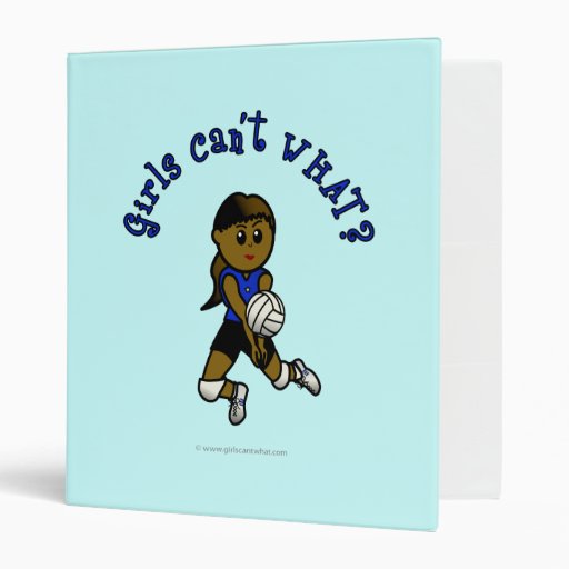 Dark Girls Volleyball in Blue Uniform 3 Ring Binder