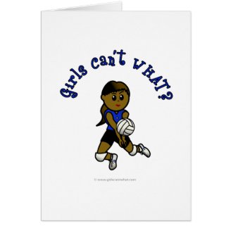Dark Girls Volleyball in Blue Uniform Cards